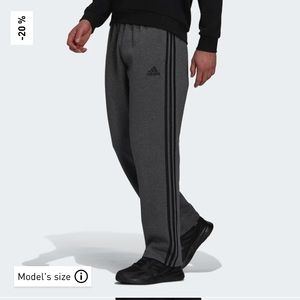 NWT ESSENTIALS FLEECE OPEN HEM 3-STRIPES PANTS